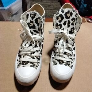 Converse All Star Lugged Sole Platform High Top Leopard Print Sneakers | Size 7